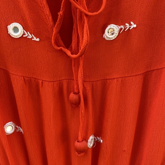 Anthropologie Womens size 6 Espejo Leifnotes Orange mirror embroidered Dress👇🏼 - Picture 8 of 11